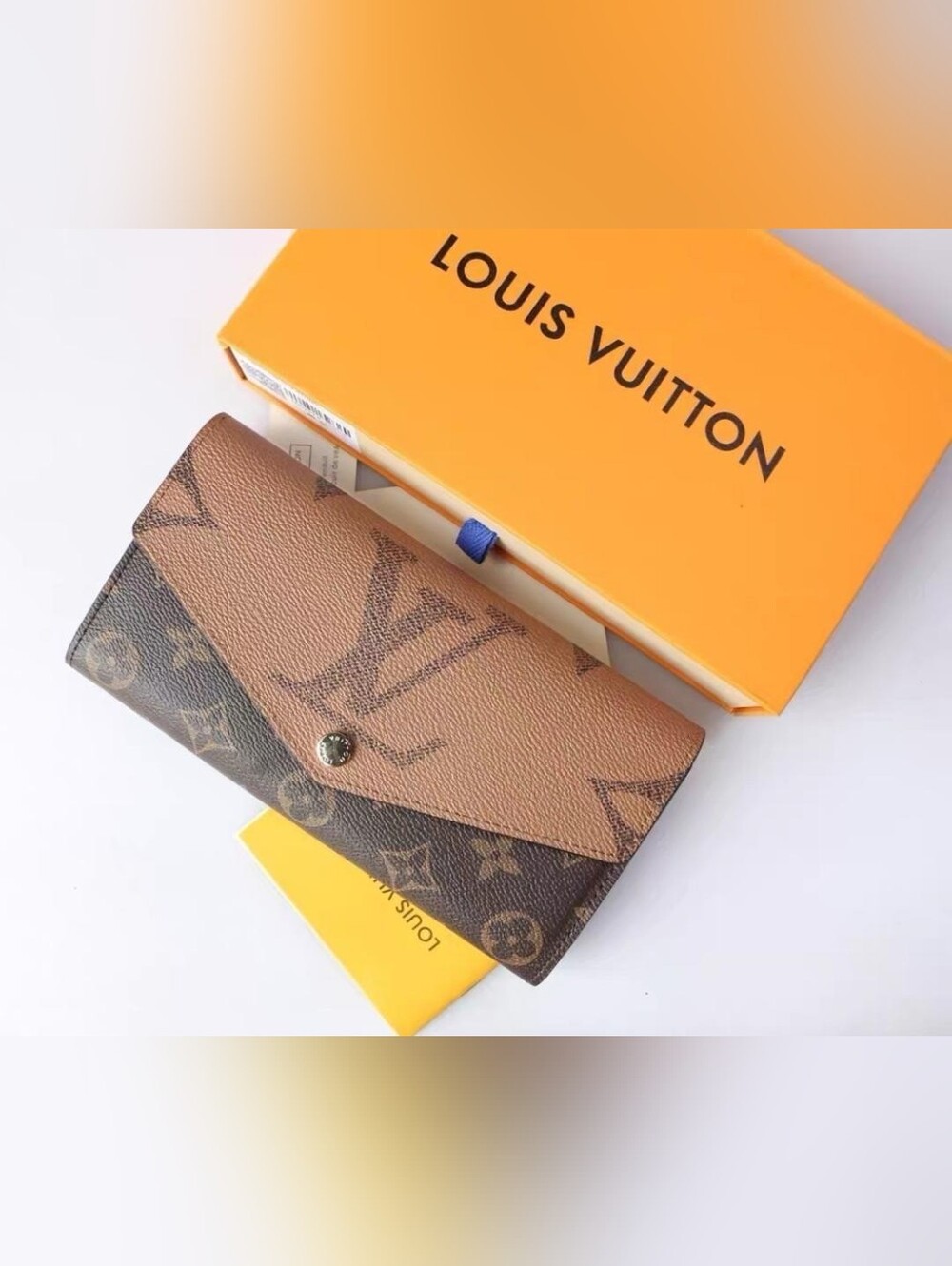 Louis Vuitton Brown & Tan Monogram Flap Wallet
